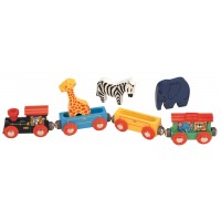 Trenulet din lemn ZOO cu girafa zebra si elefant Maxim-50821 Rail Road